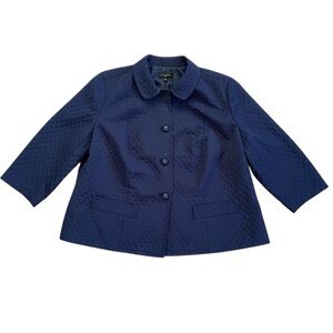 NWT Talbots Textured Blue 3/4‎ Sleeve Career Blazer 22W